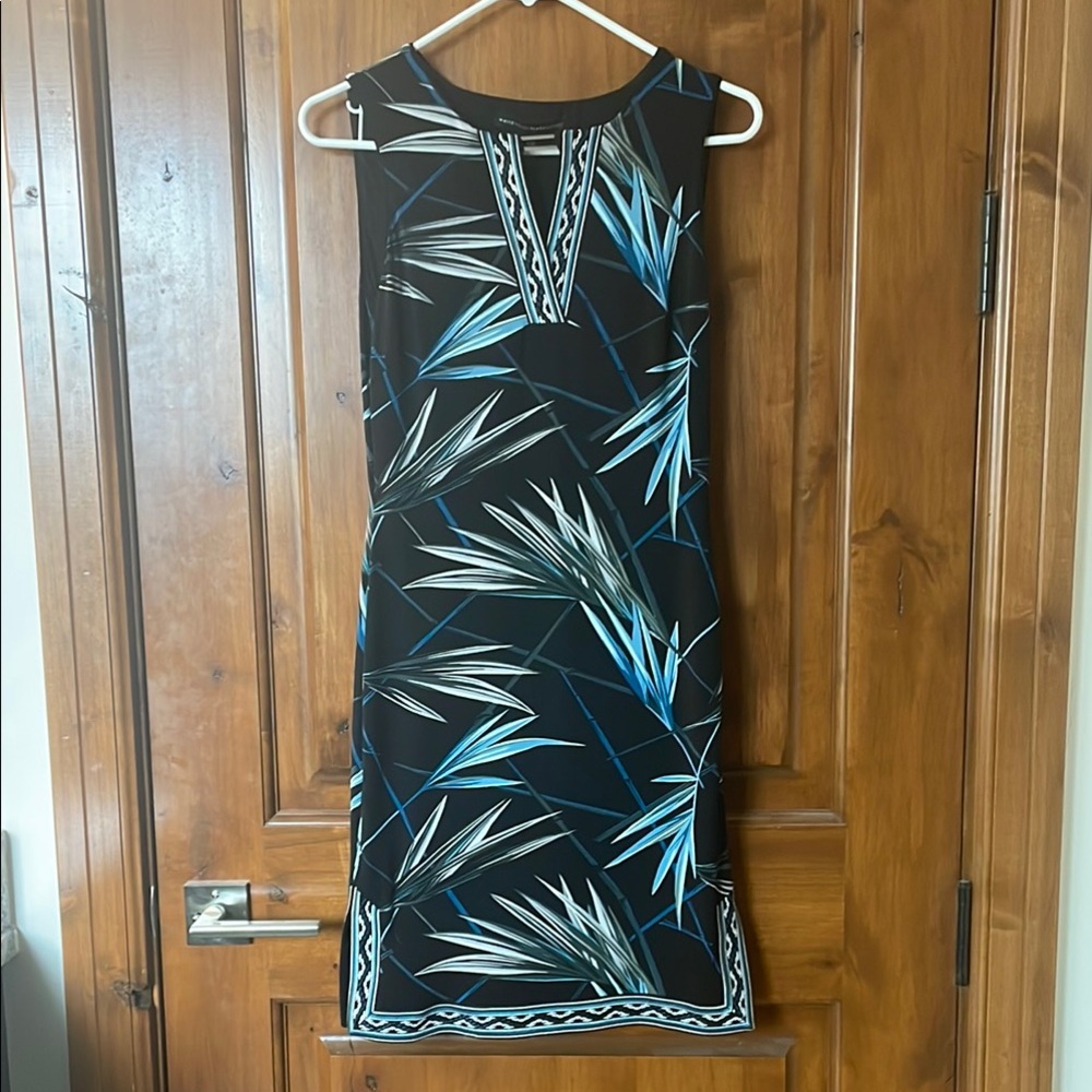 Black and Blue Patterned Sleeveless Dress